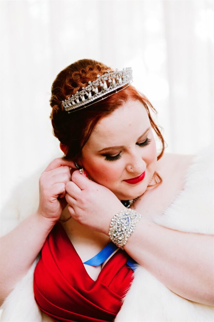 bride wearing a princess tiara